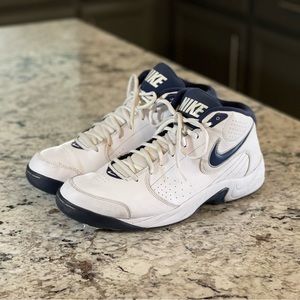Nike The Overplay 5 White Midnight Navy Basketball Sneakers Shoes